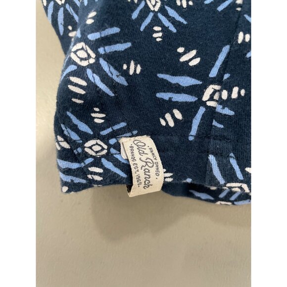 Old Ranch T Shirt Dress Size Small Crewneck Short Sleeve Geometric Blue White - Picture 6 of 7